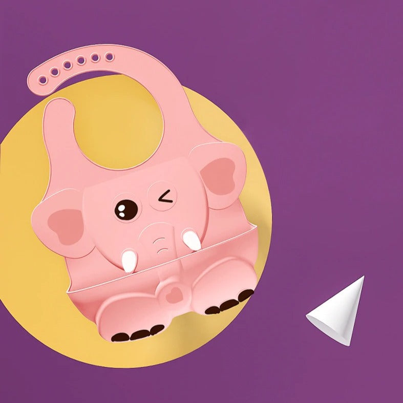 Baby Silicone Bib - Elephant Pink